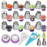 27-Piece Stainless Steel Cake Piping Tips Set for Icing and Decorating