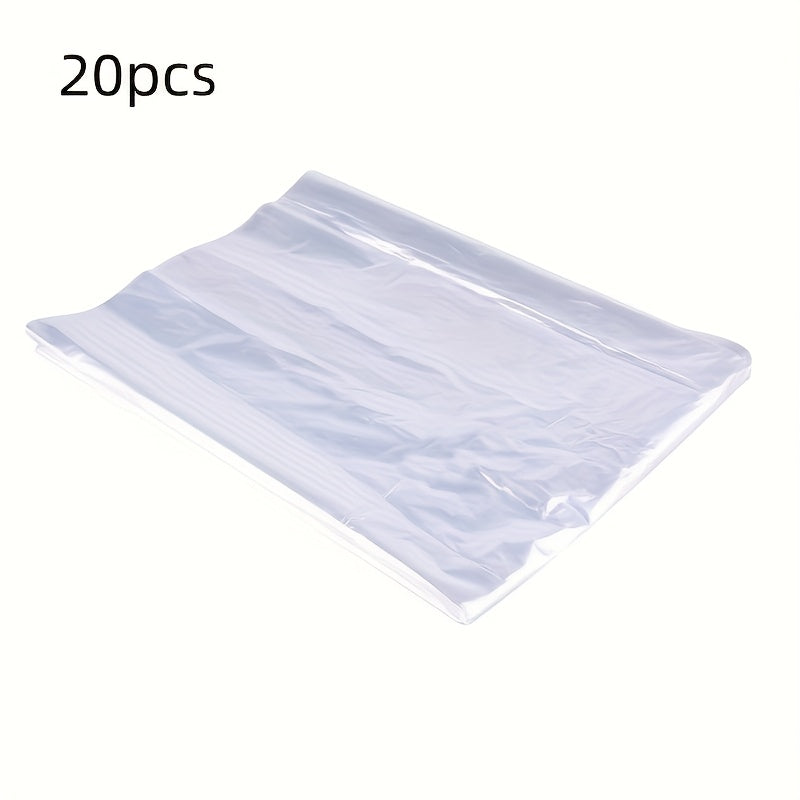 20 ta shaffof plastmassa kiyim sumkasi to'plami, kostyumlar va palto saqlash uchun chang yopilishlari