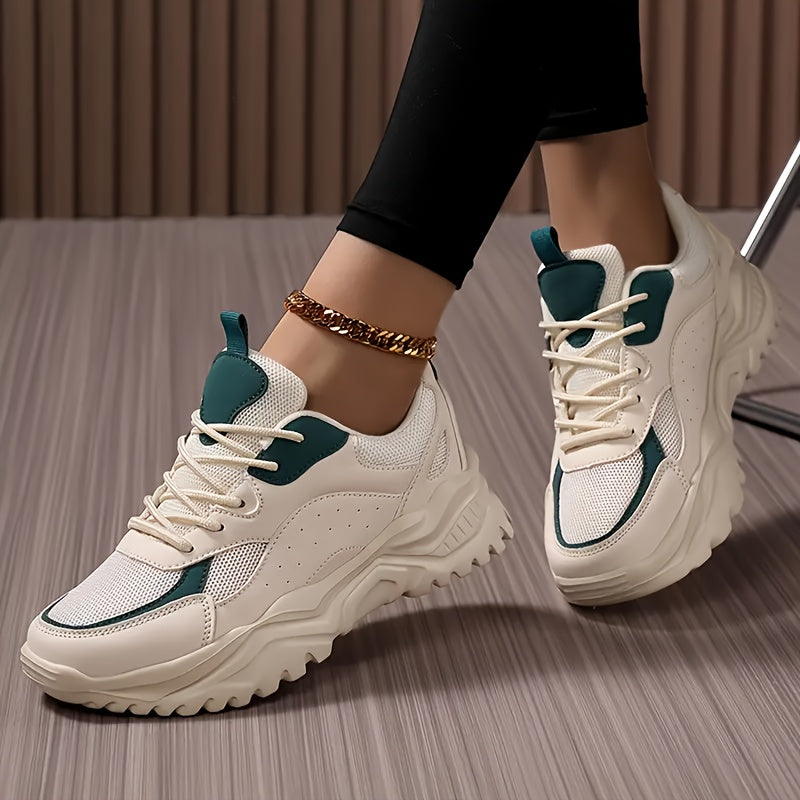 Zapatillas de malla gruesas para mujer negras y rosas, transpirables, de caña baja