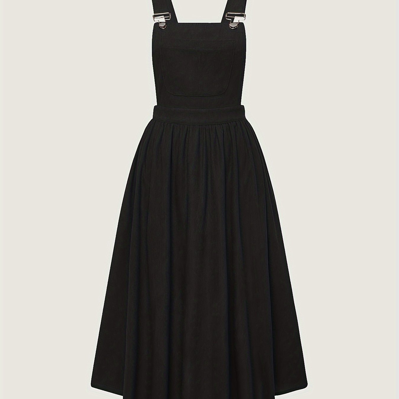 Women's Wide Strap Pinafore Dress with Patched Pocket and Backless Design for Summer