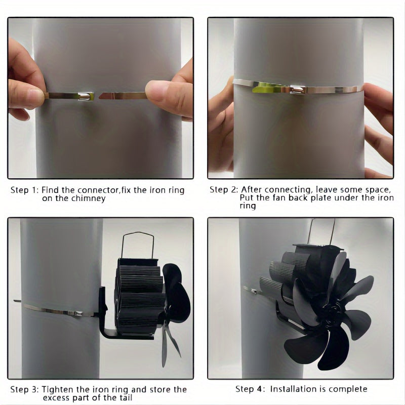 Алюминиевый высокоскоростной вентилятор для печи с 6 лопастями — не требует электричества, идеально подходит для дровяных печей или каминов
