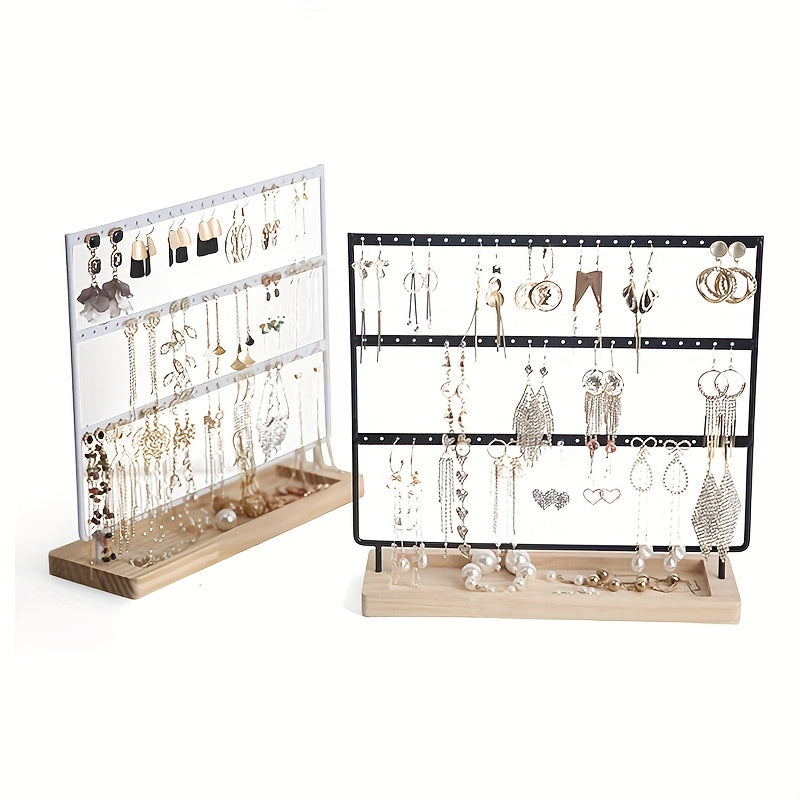 Metal and Wood 3-Tier Jewelry Organizer with Large Storage Capacity