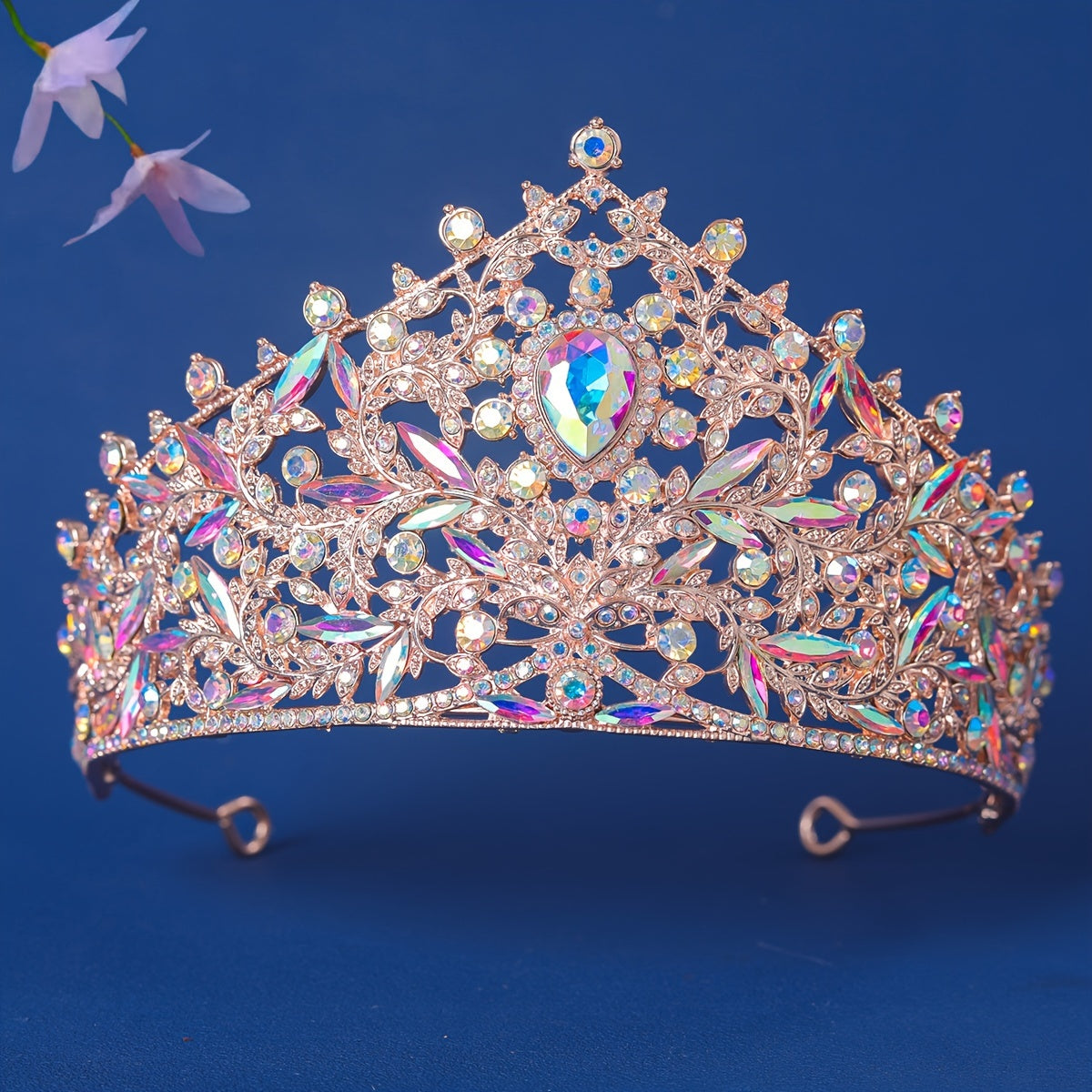 Prinsessa Bridal Tiara To'plami Rhinestone To'y Soch Aksesuarlar Zamonaviy Taxt Maxsus Tadbirlar uchun