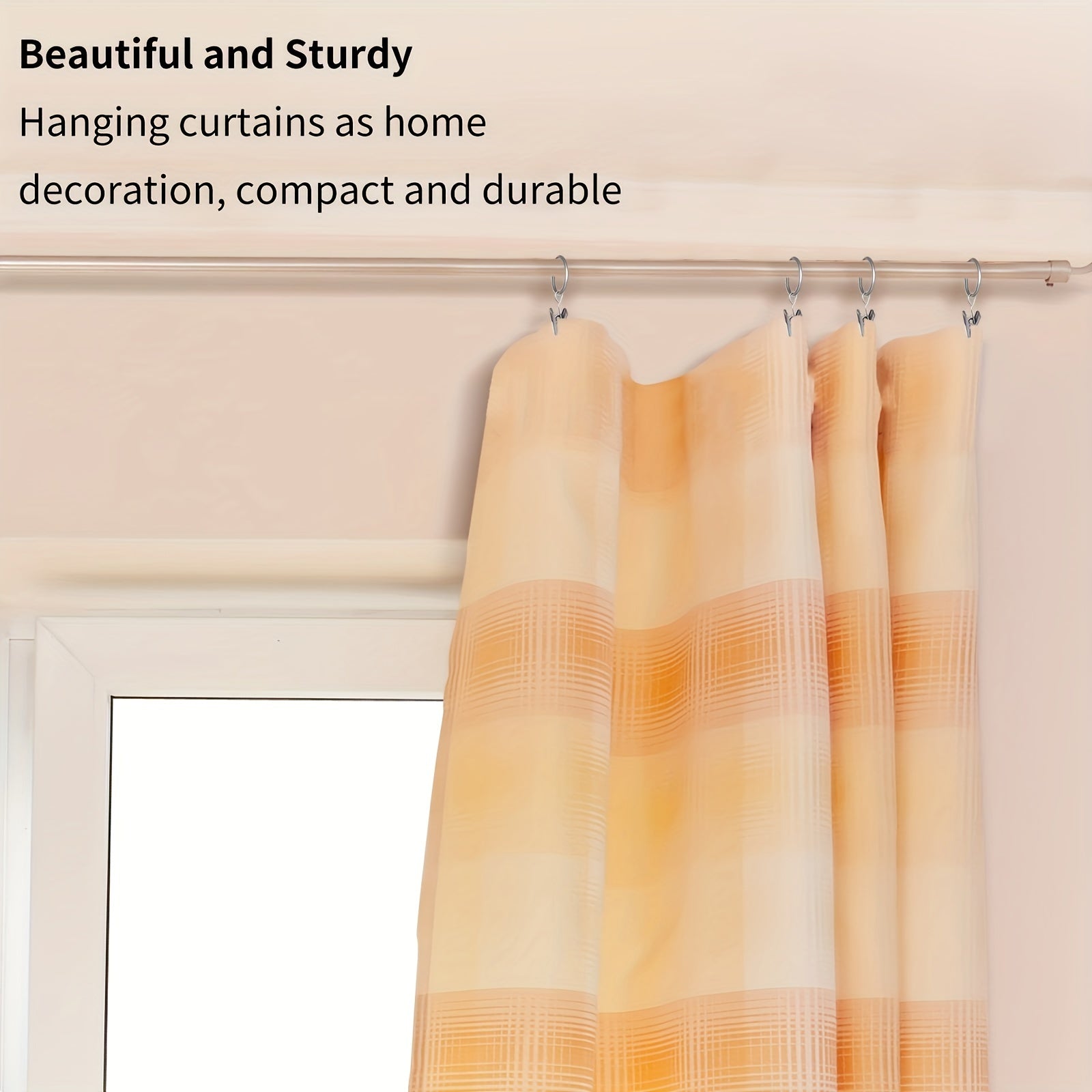 Set of 12 Stainless Steel Curtain Rings with Clips, Rust-Resistant, Modern Drapery Hardware