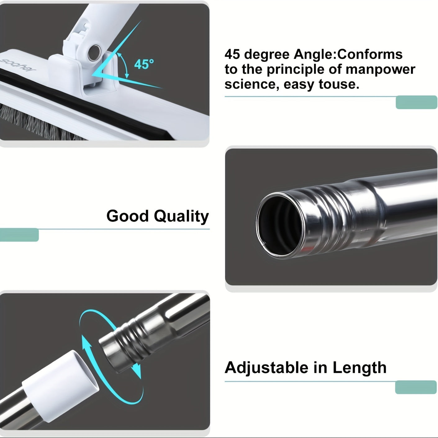 Heavy-Duty Floor Scrub Brush with Long Handle Rotating Head for Floors Walls and Carpets