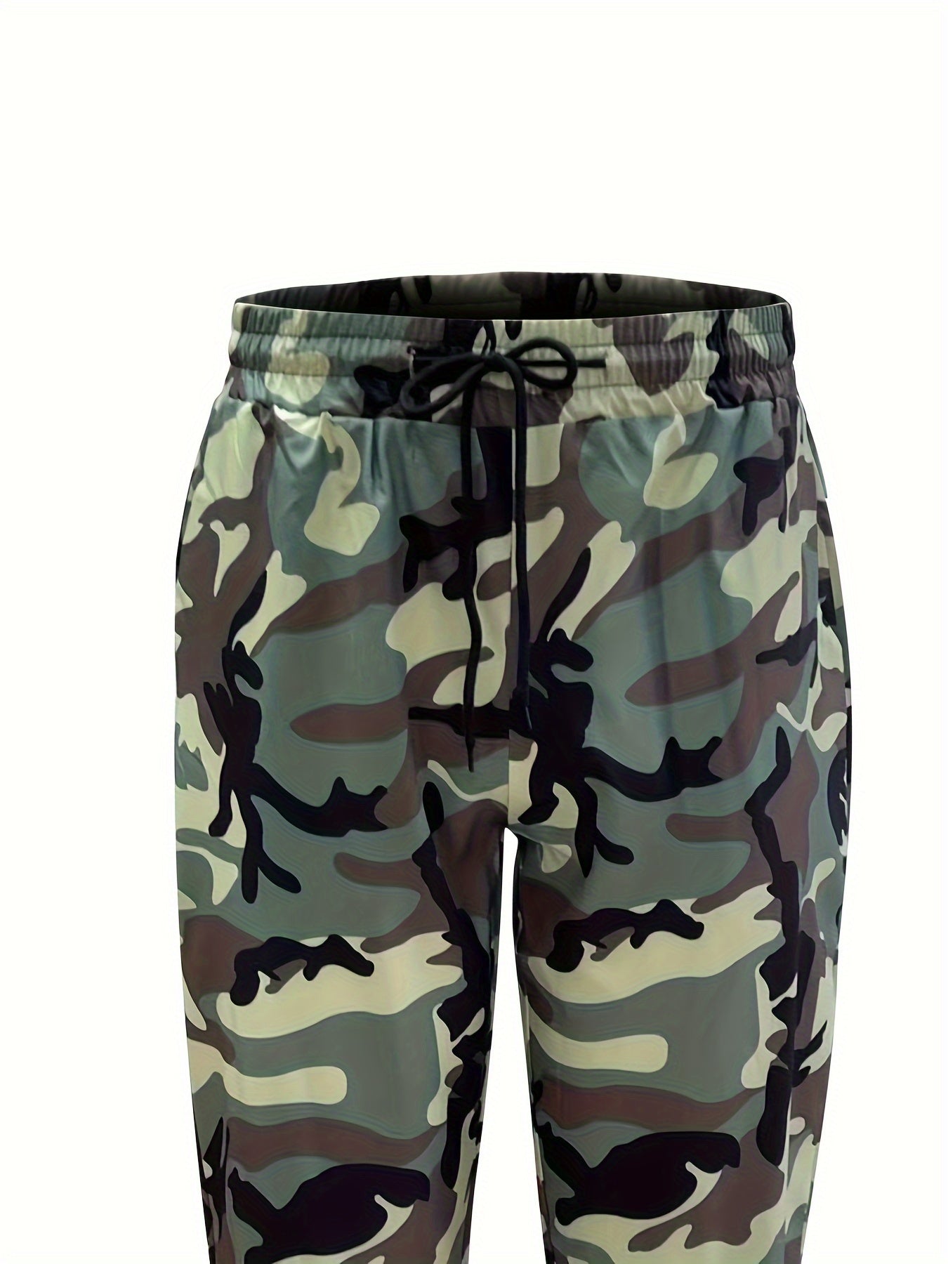 Pantalones deportivos de tamaño grande para hombre con patrón de camuflaje, ajuste holgado, pantalones deportivos de poliéster