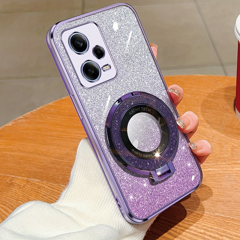 Magnetic Suction Phone Case for Redmi Series with Gradient Flash Powder Shockproof TPU