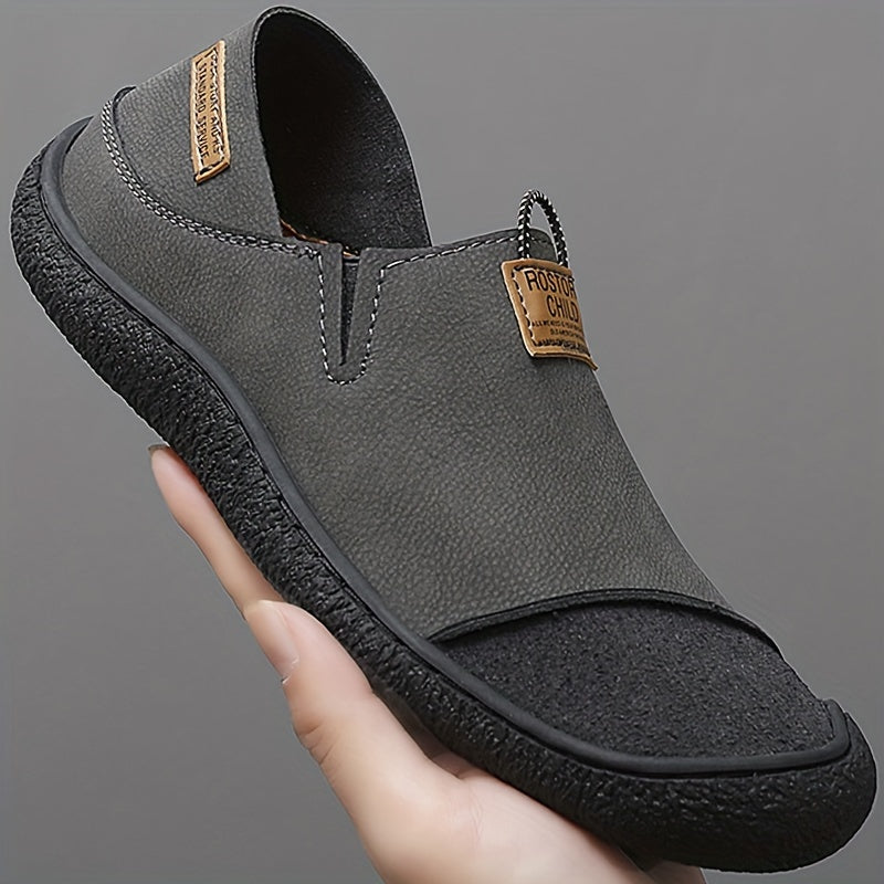 Men's Casual Loafers in Leather-Style Slip-On Shoes for Driving and Formal Wear Black Brown Grey