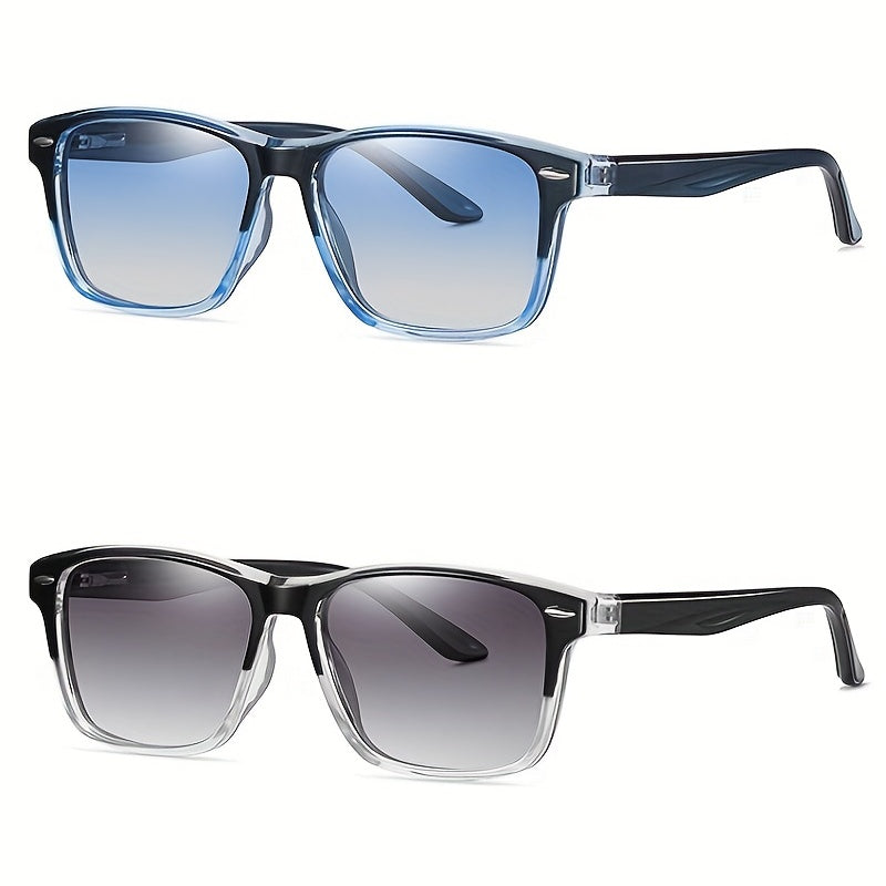 Men's Retro Square Polarized Glasses Rectangular TR90 Frame Adjustable Ocean Lens