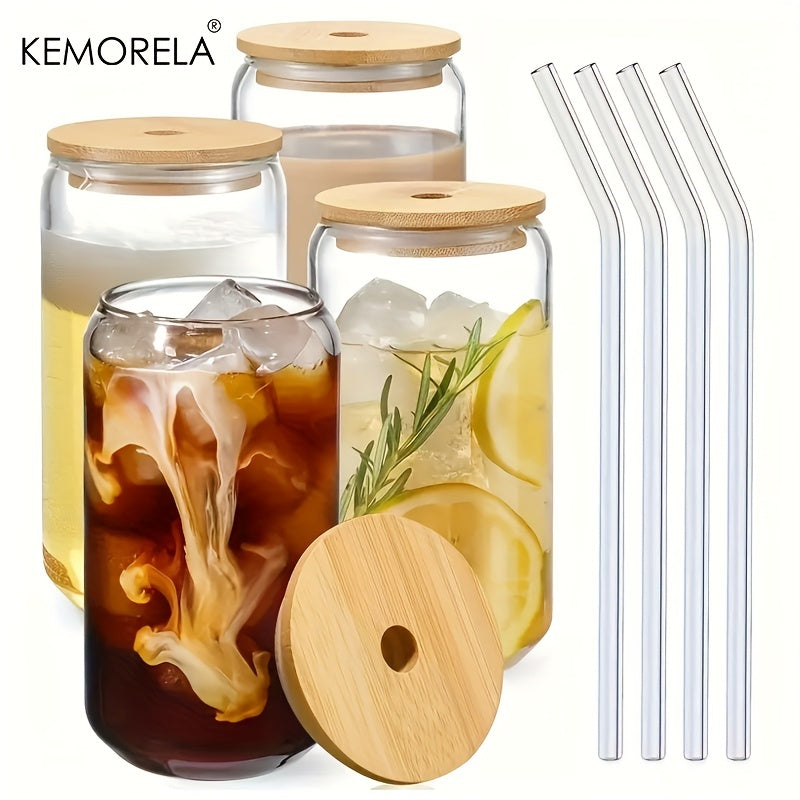 Glass Cup with Lid and Straw Bubble Tea Design 400ML 13.5 OZ