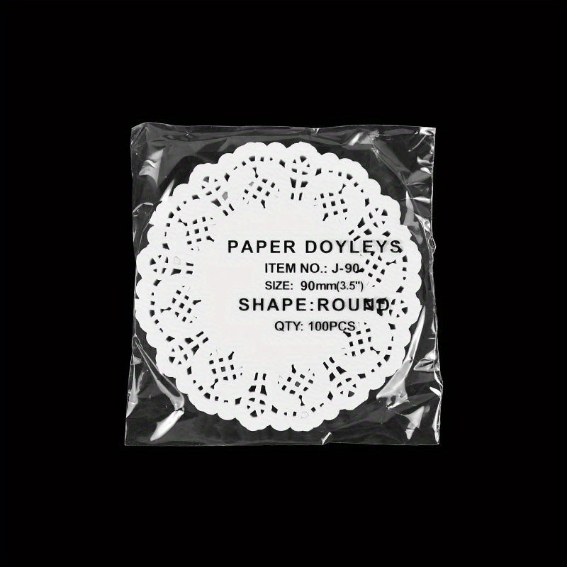 Set of 100 Round Lace Paper Doilies Oil Absorbent Placemats for Cake and Dessert Decoration