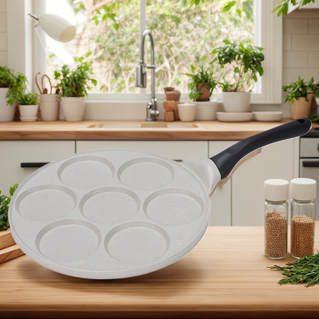 Ko'p komponentli alyuminiy qovurish panasi 7 qolip bilan - BPA-siz, quvvat talab qilinmaydi, vafli, pancake va tuxum tayyorlash uchun ideal - oshxonangiz uchun ko'p funksiyali nonushta pishirish asbobi