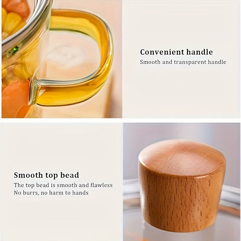 Borosilikat shisha sho‘rva qozoni 1.5L Sariq tutqichli, yuqori haroratga chidamli, qopqog‘ bilan