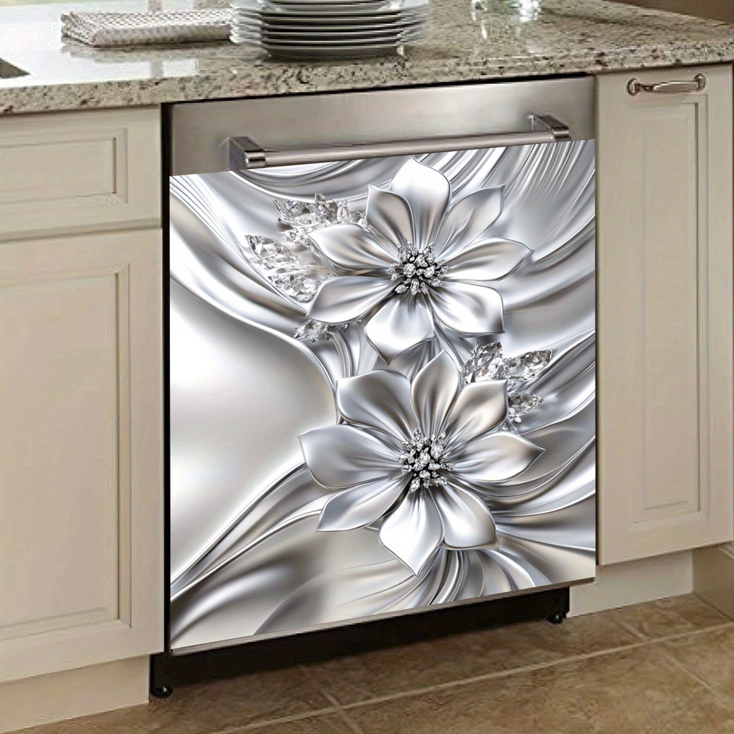 Retro oshxona mushuk deraza magnit yopishqoq suv o'tkazmaydigan issiqlikka chidamli metall panel stiker bog' bog' manzarasi 23cm