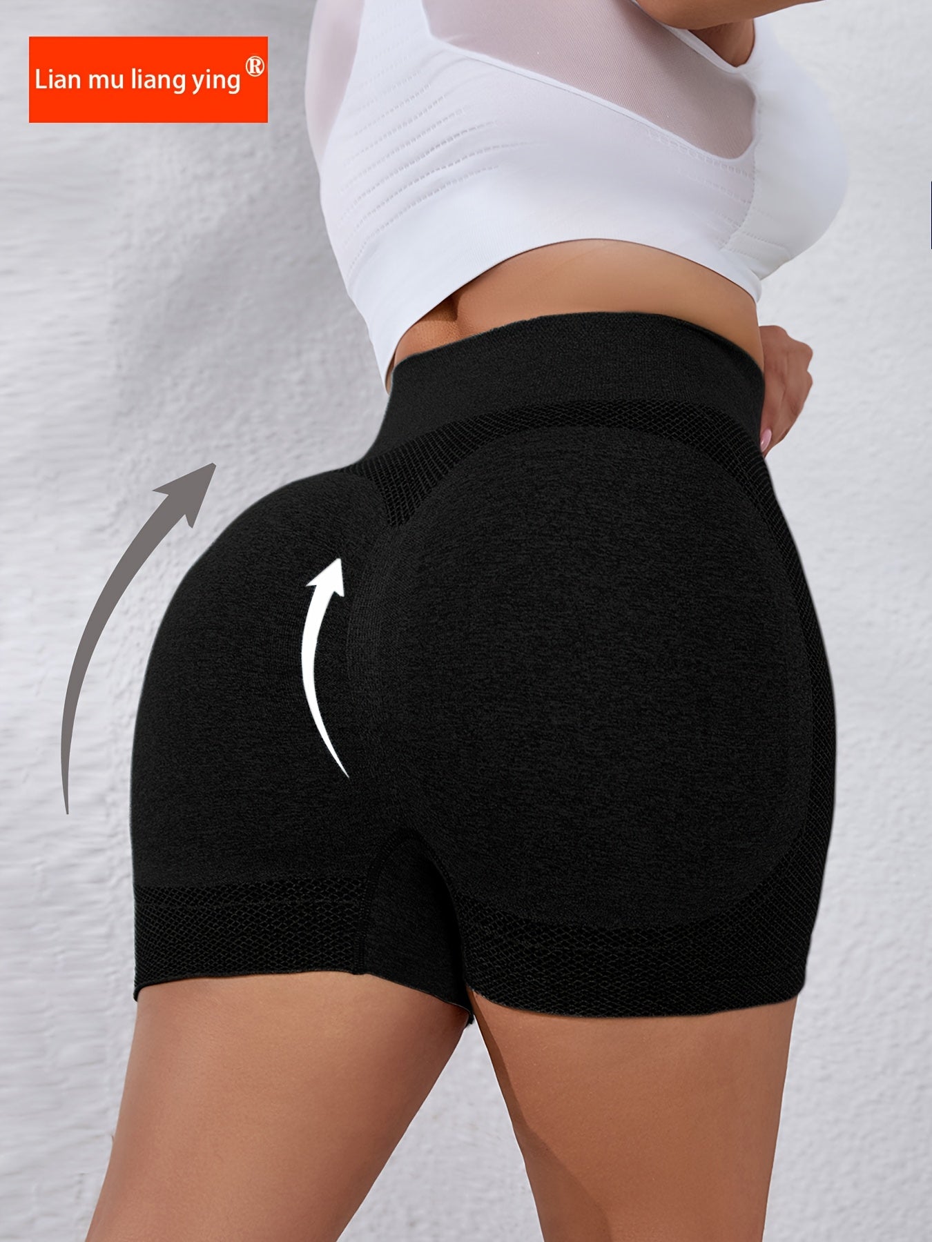 Pantalones cortos de yoga con forma de durazno de cintura alta para mujer, nylon elástico para todas las estaciones, negro, gris, azul