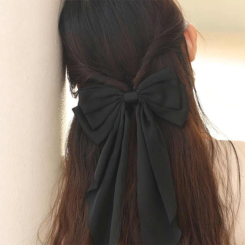 Set of 4 Women's Satin Bow Hair Clips for Casual and Vacation Wear