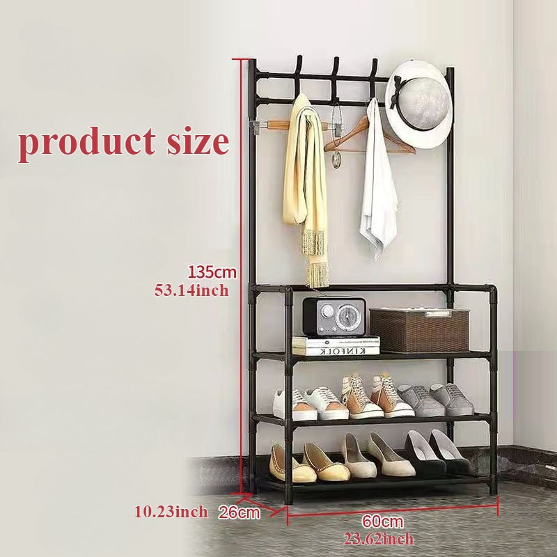 Elegant Coat Rack Shoe Organizer with Multi-Layer Shoe Rack and Bubble-Free Finish