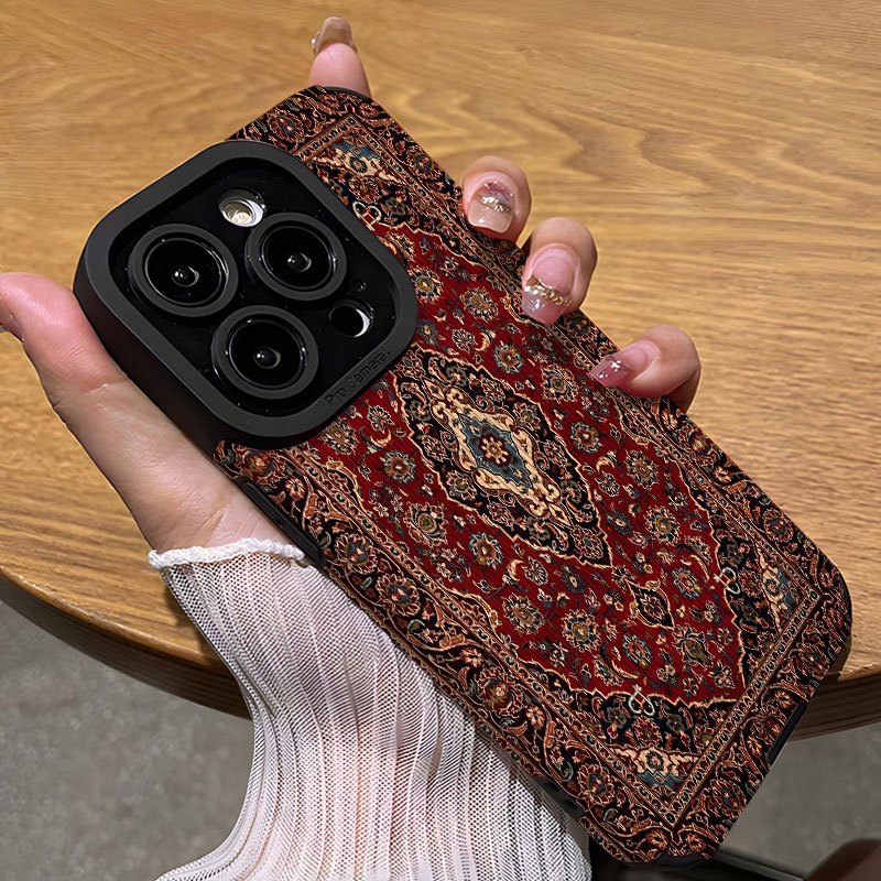 Retro Nordic American Ethnic Pattern TPU Phone Case for iPhone 16 Pro Max with Silicone Drop Protection