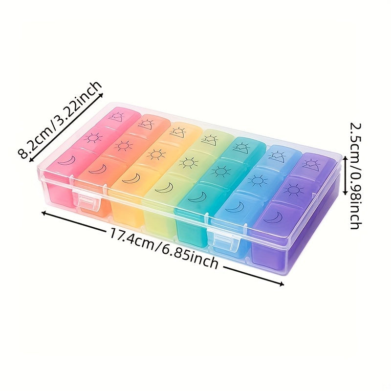 Large Capacity 21-Grid Pill Organizer Portable Plastic Medicine Storage Case