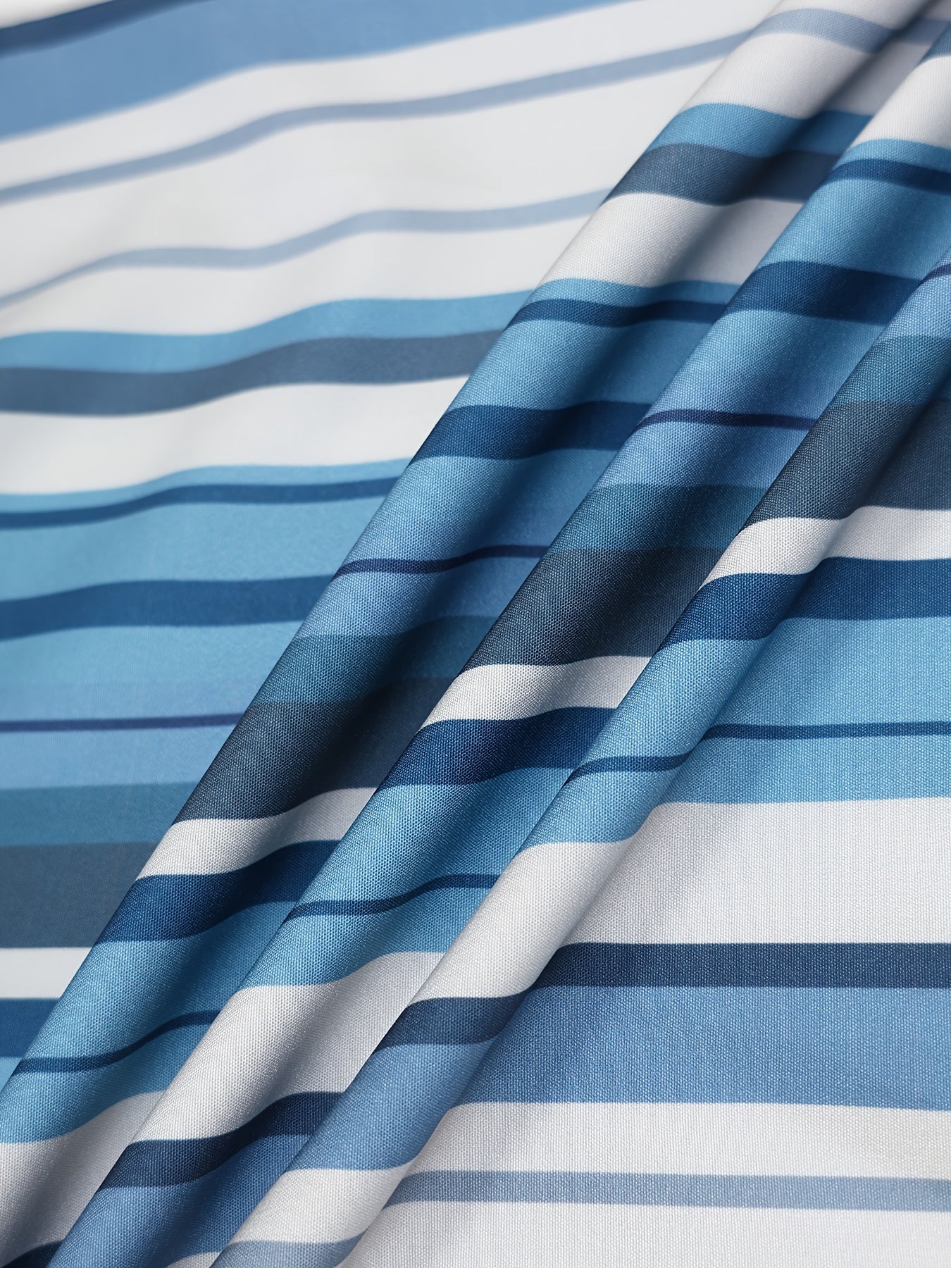 Women's Plus Size Non-Stretch Navy and White Striped Casual Mid-Pants