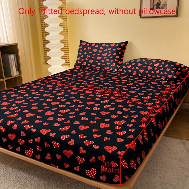 Simple Love Print Brushed Fitted Sheet Deep Pockets Soft Mattress Protector for Bedroom or Guest Room