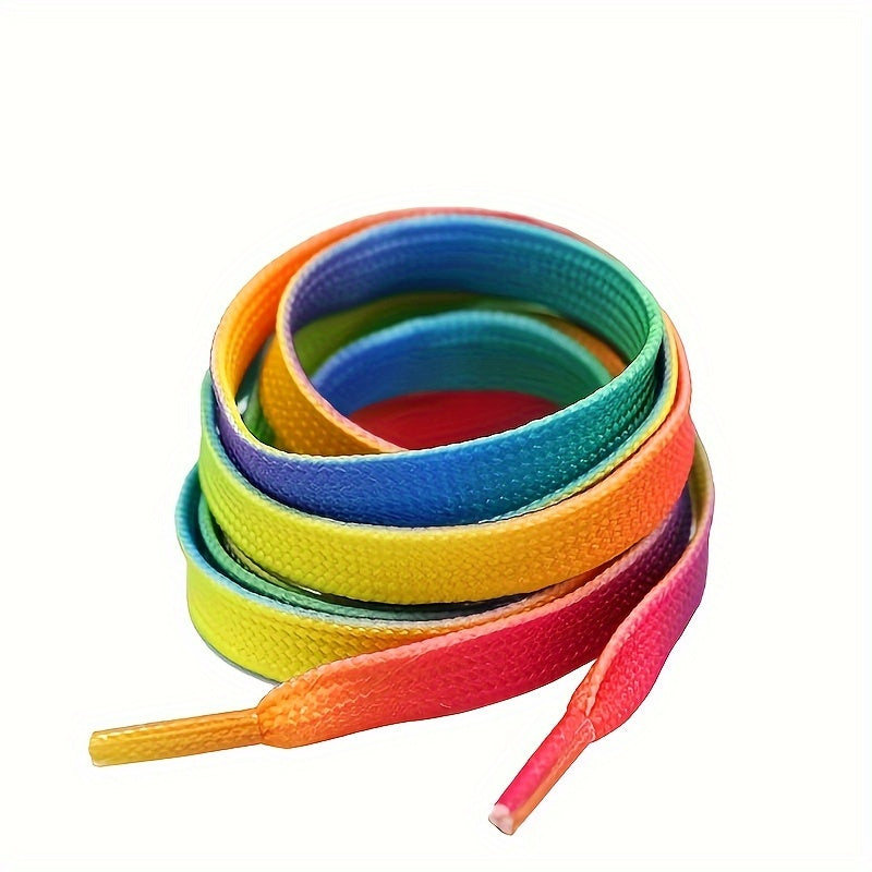 Unisex Rainbow Gradient Flat Shoelaces Polyester Spandex for Sneakers and Boots