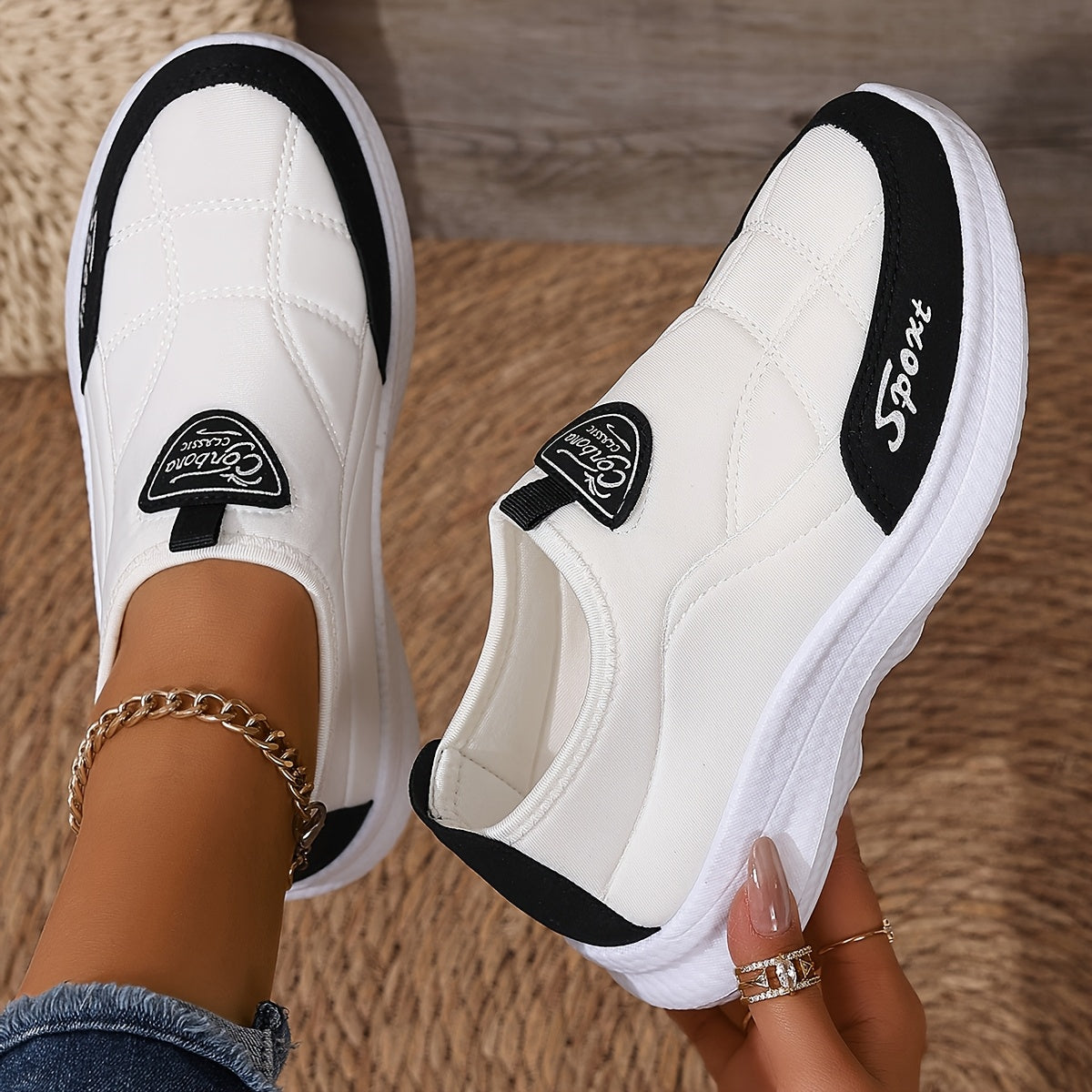 Ayollar uchun kundalik slip-on sport poyabzali, engil yugurish poyabzali, barcha mavsumlar uchun