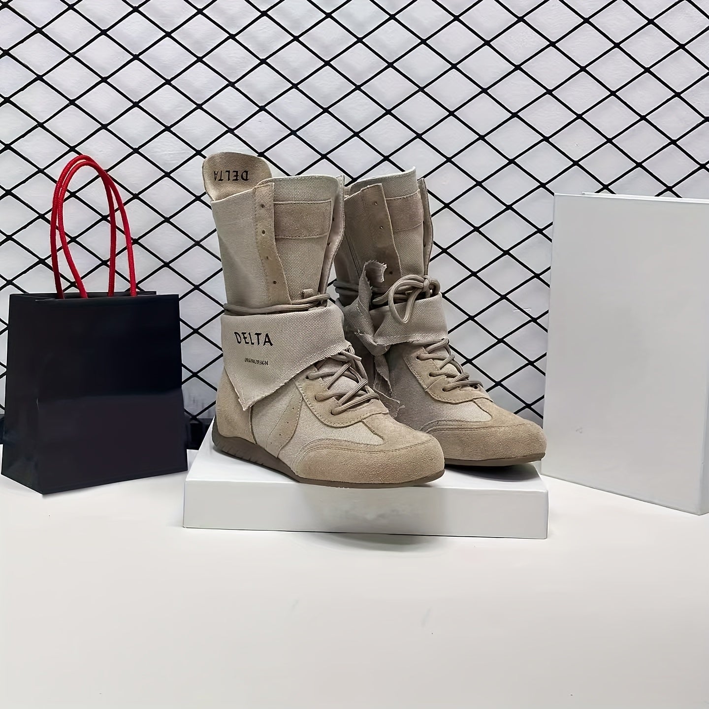 Женские полусапоги до середины икры из мягкой ткани и кожи для прогулок на улице, осенняя обувь