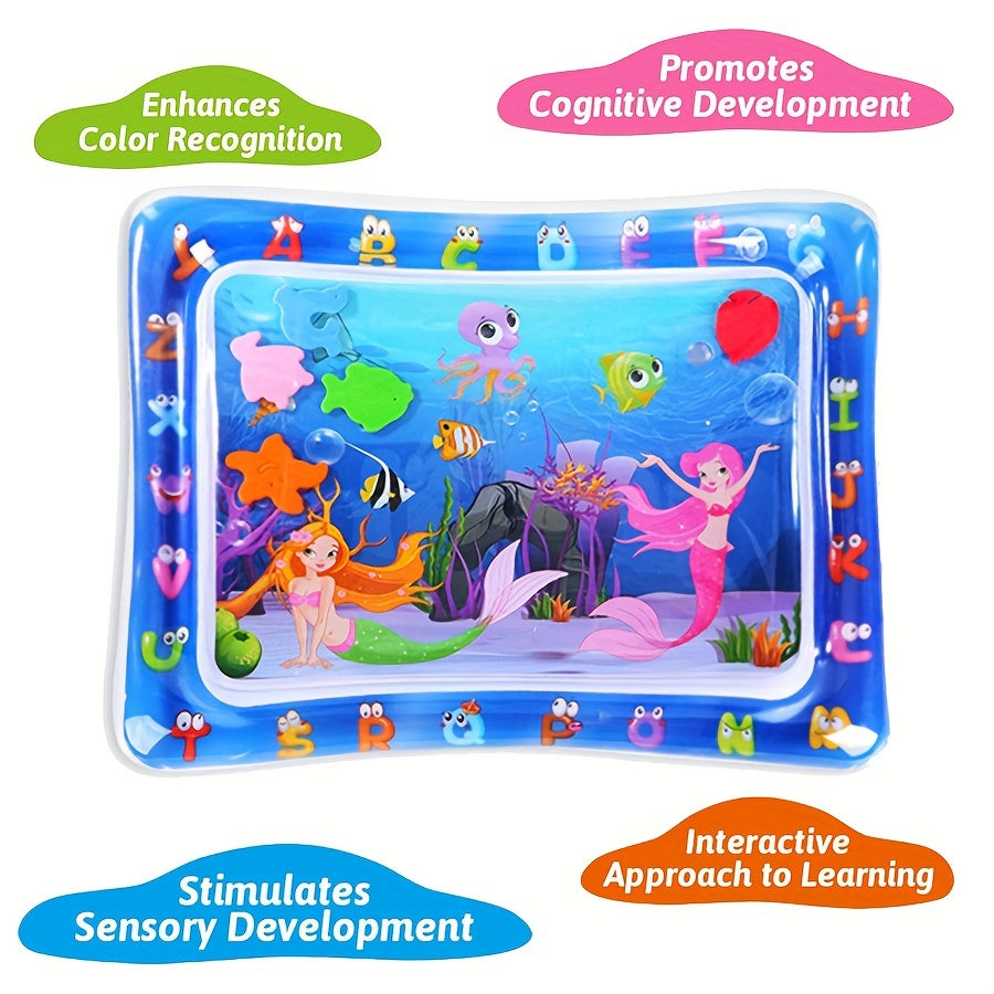 Baby Activity Mat for Tummy Time with Mermaid Theme Water Play and Active Development