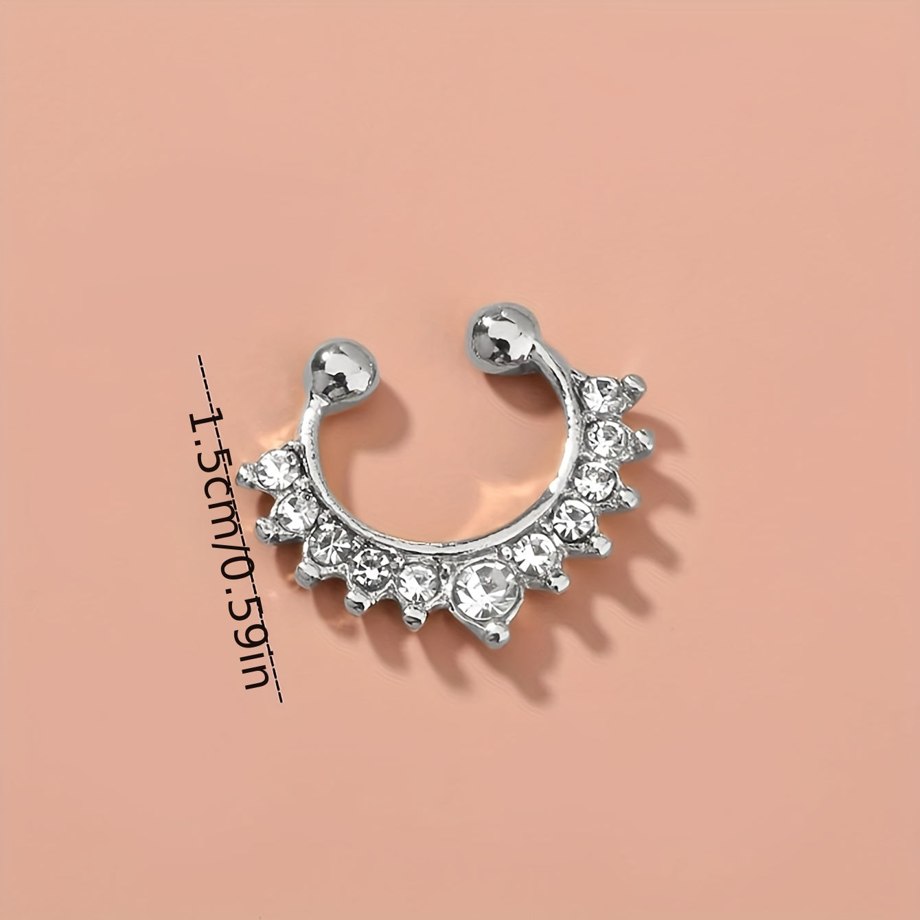 Uniseks rhinestone mis bakir burun qopqog'i, teshiksiz moda tanasi zargarlik buyumlari