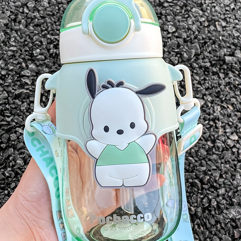 Portable Kuromi Water Bottle 690ml Plastic Straw Cup for Kids