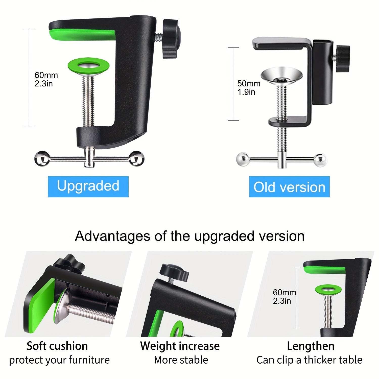 Qora metall cantilever boom mikrofon stendi, shokga chidamli montaj va mobil telefon uchun tutqich bilan
