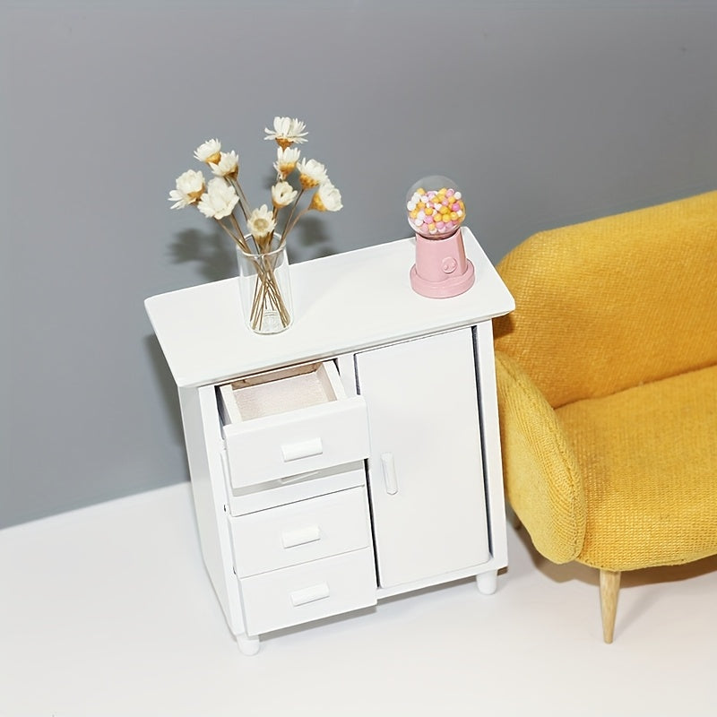 Tiny Wooden Bedside Table with Drawers for Dollhouses and Desktops