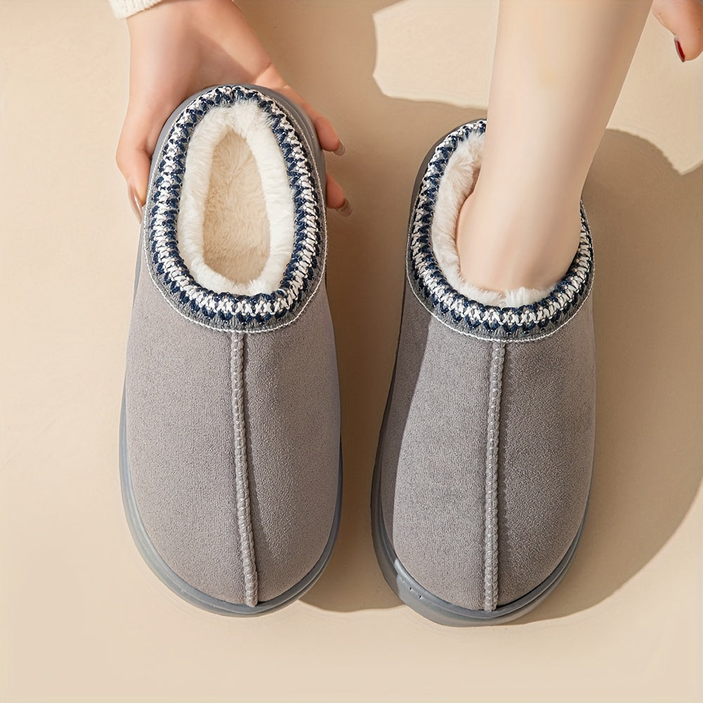 Winter Slip-On Slippers for Men and Women Cozy Fabric EVA Sole Machine Washable