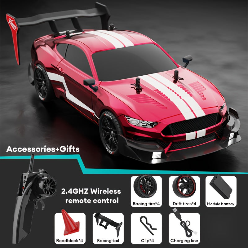 Coche de deriva RC de alta velocidad a escala 1:14, 2.4GHz, 4WD, alimentado por batería con litio recargable para niños de 14+.