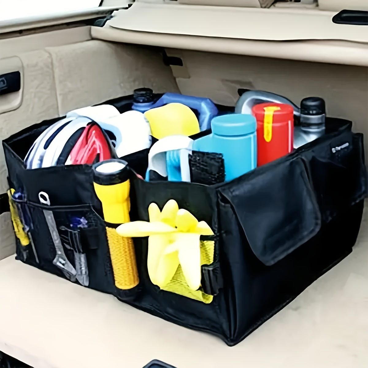 Car Trunk Storage Box Foldable Polyester Fiber Rear Cargo Organizer