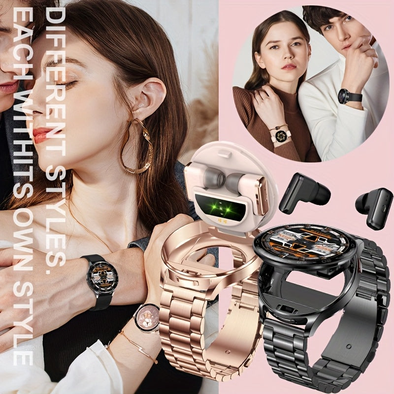 Women's Health Smartwatch with Built-in Wireless Headphones 3.5cm IPS Display Water Resistant Silicone Strap