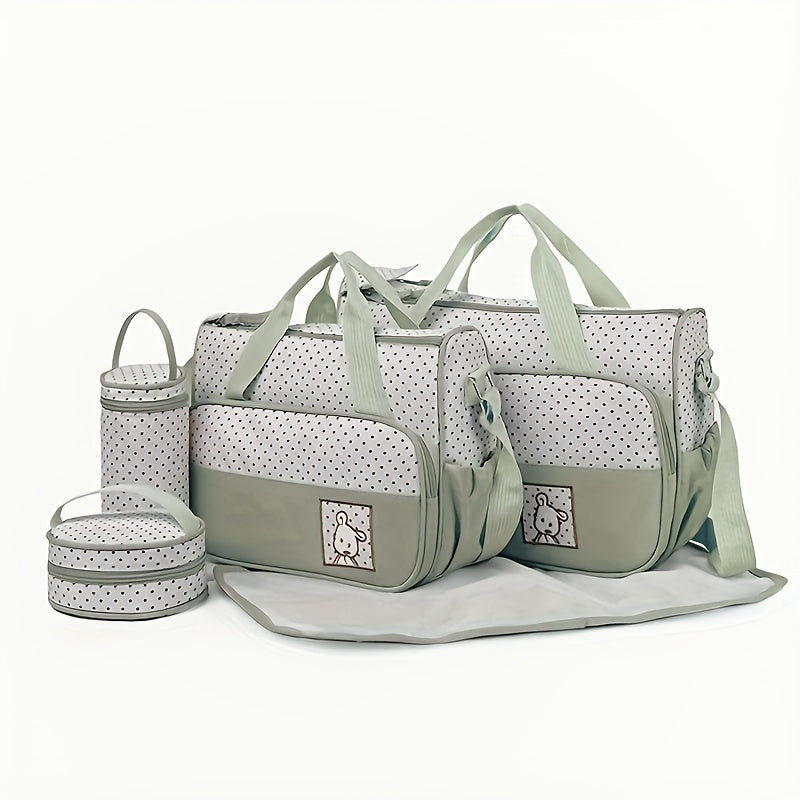 Diaper Bag Set for Moms Waterproof Multi-Functional Large Capacity Portable Shoulder Bag 5pcs