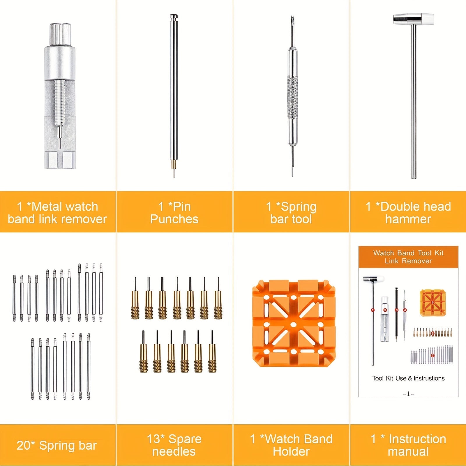 Набор инструментов для снятия ссылок с часов с руководством пользователя, 39 предметов для регулировки браслета часов