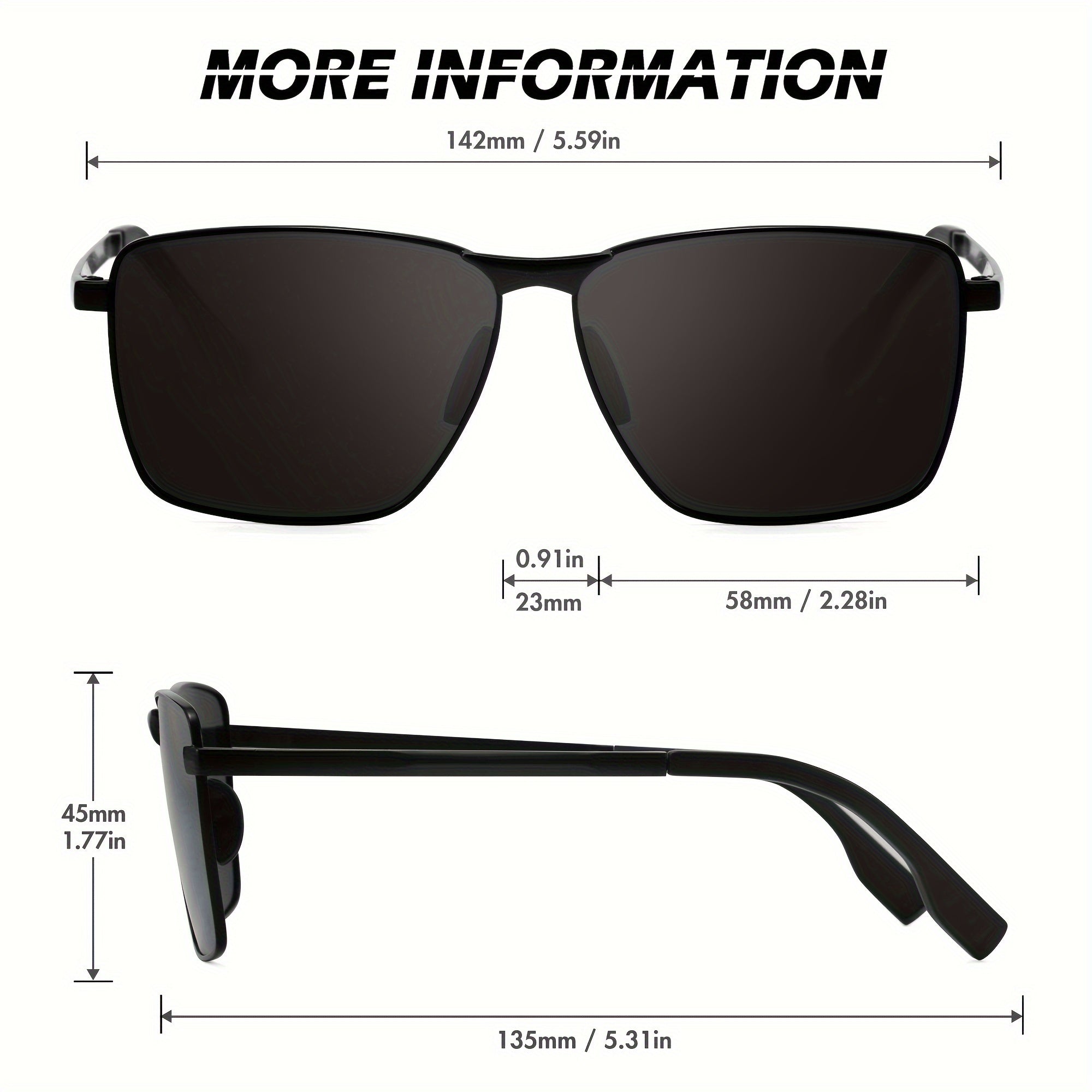 Men's Polarized Fashion Glasses Lightweight Full Rim Stainless Steel for Outdoor Fishing and Activities