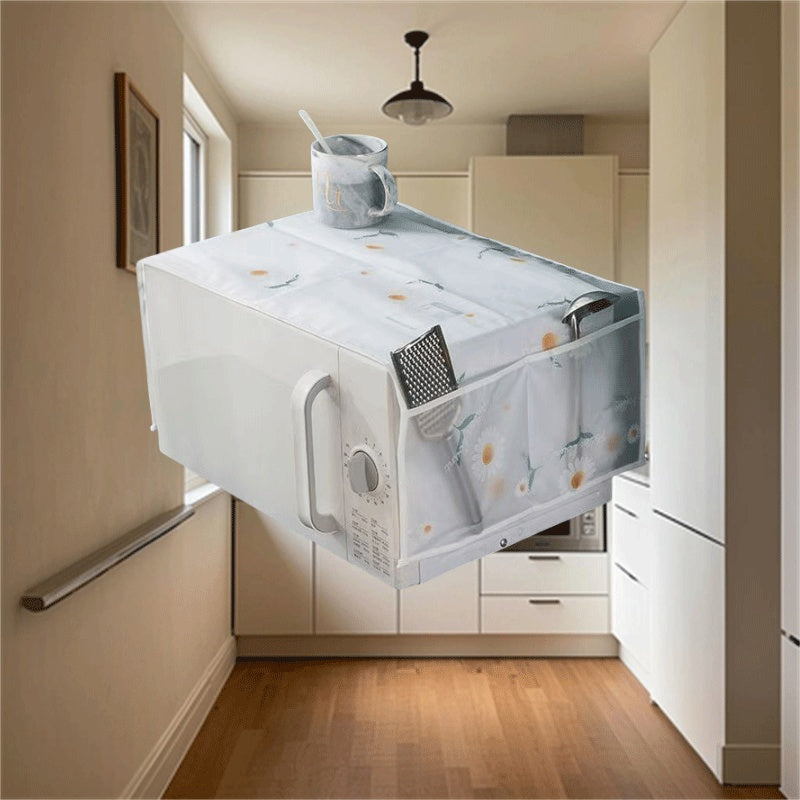 Cubierta de nevera con estampado floral blanco, protector a prueba de polvo para electrodomésticos, compatible con congeladores estándar, fácil de limpiar