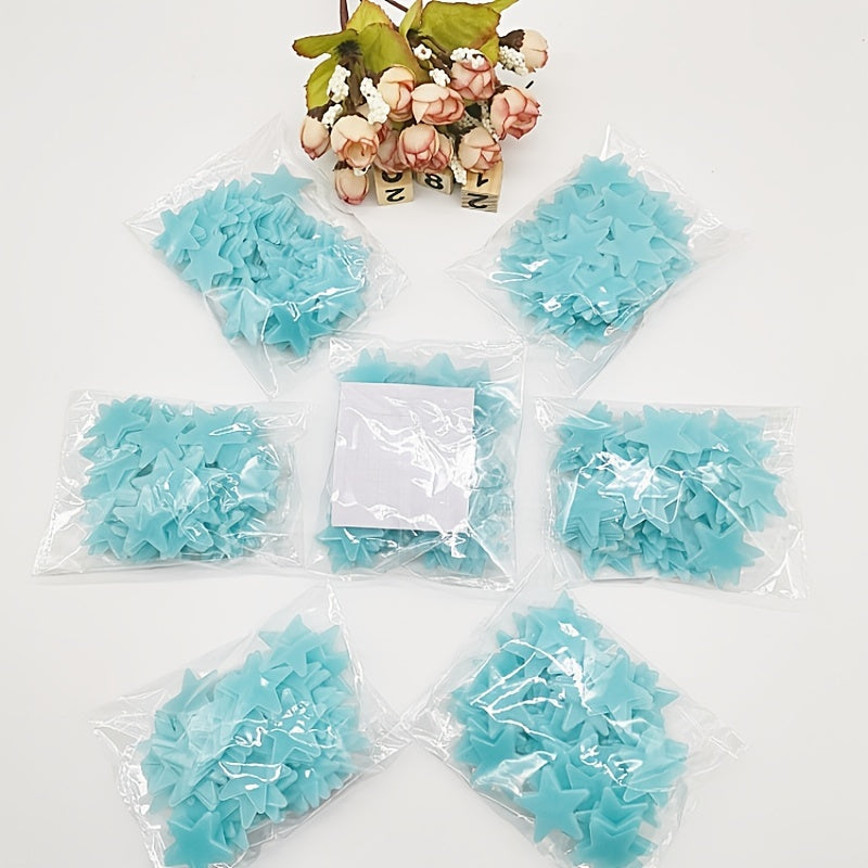 100 Pcs Luminous Star Wall Stickers for Bedroom Ceiling Decor Plastic Glitter