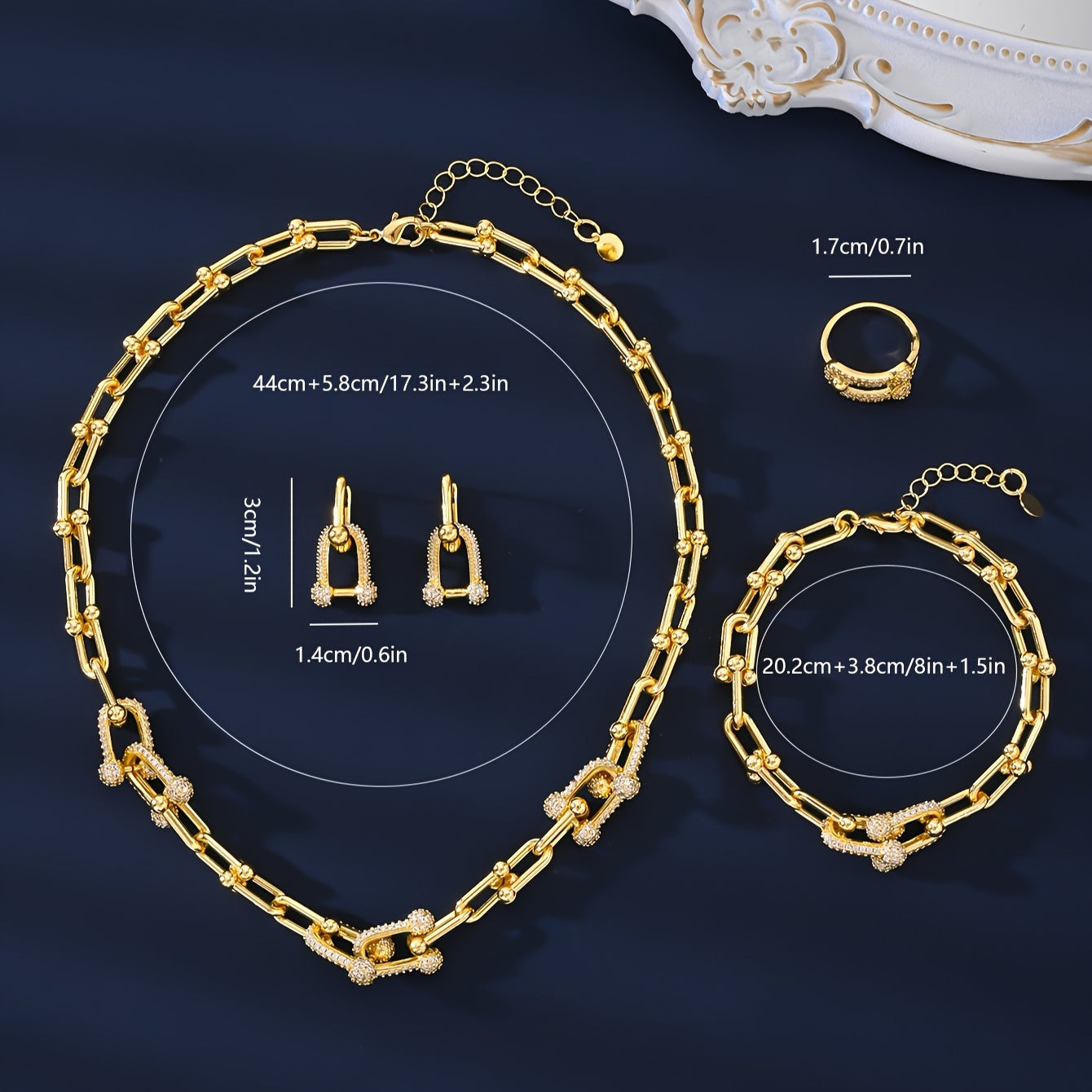 Luxury Zirconia Jewelry Set for Weddings Engagements and Daily Wear 4 Pieces