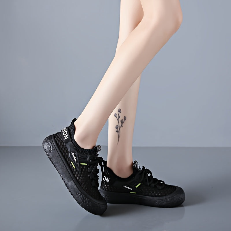 Women's White Knit Mesh Sneakers Summer Casual Shoes