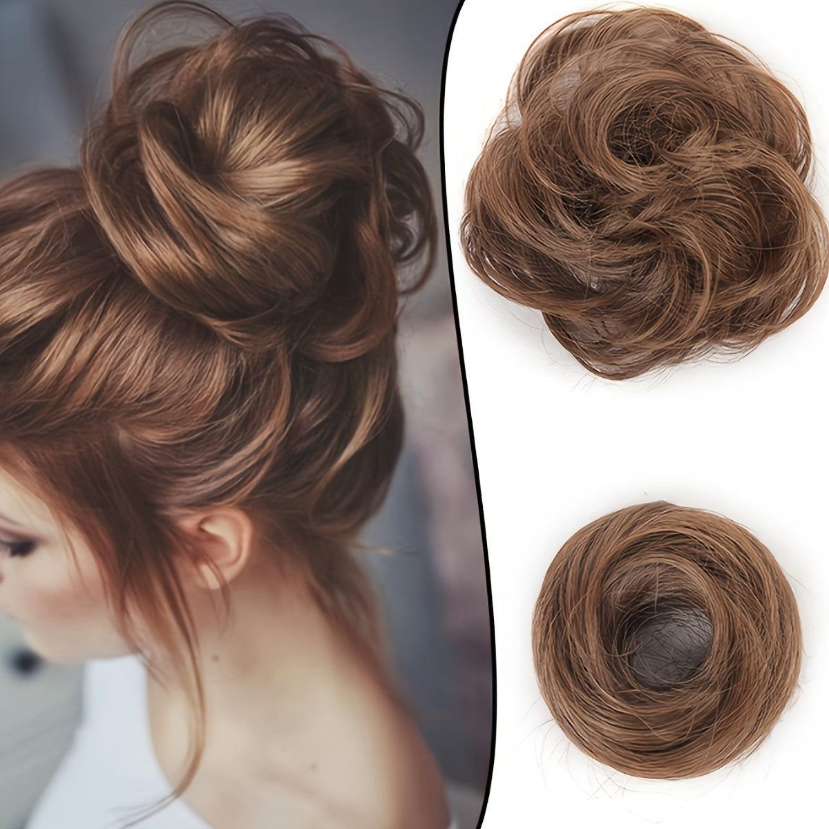 Women Synthetic Hair Bun Ponytail Extension 3-Inch Elastic Donut for Casual and Party Wear