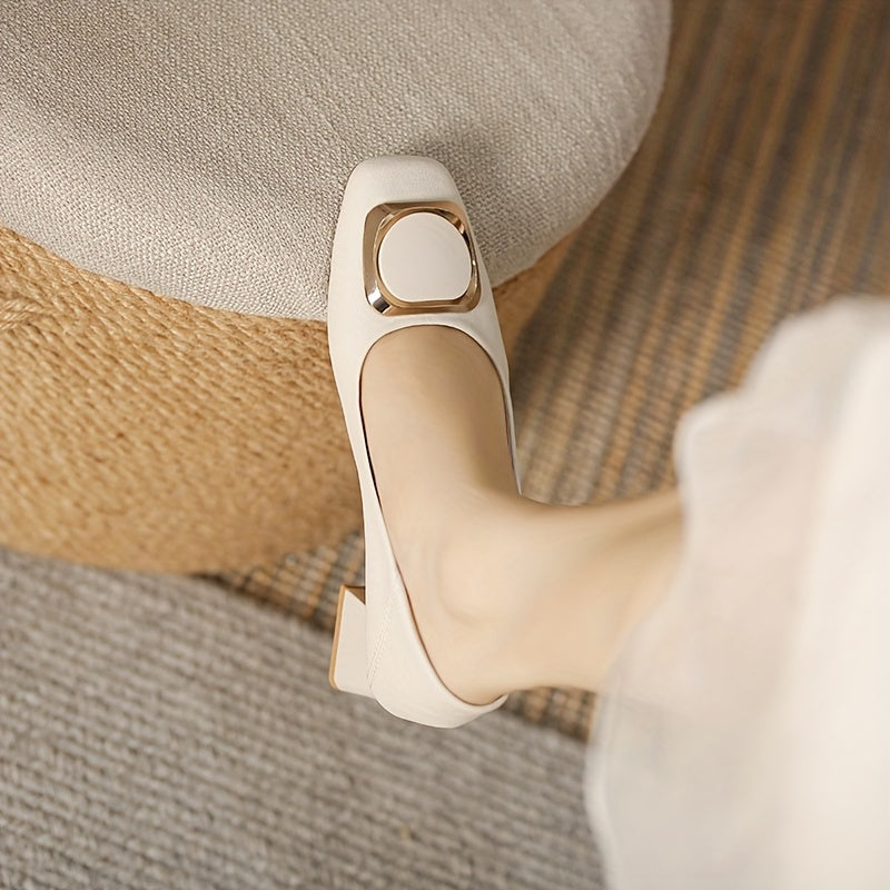 Women's Sequin Embellished Square Toe Slip-On Pumps, All-Season Block Heel