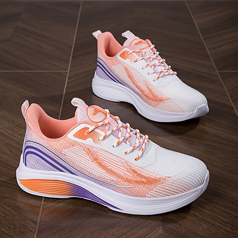 Women's Colorblock Casual Sneakers Breathable Fabric Lightweight Running Shoes