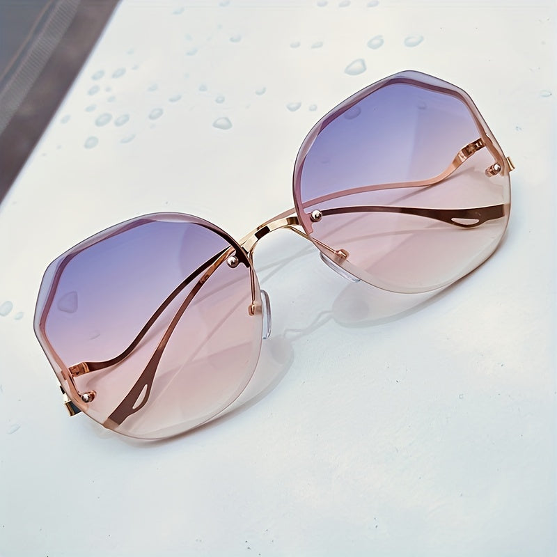 Gradient Sun Shades for Women Ombre Rimless Fashion for Summer Beach Vacation