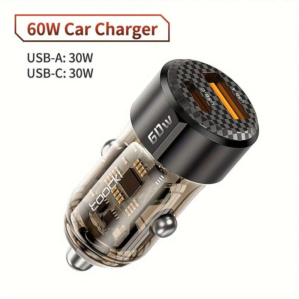 Car Charger 50W USB-C PD QC Fast Charging for Vehicles Portable Durable