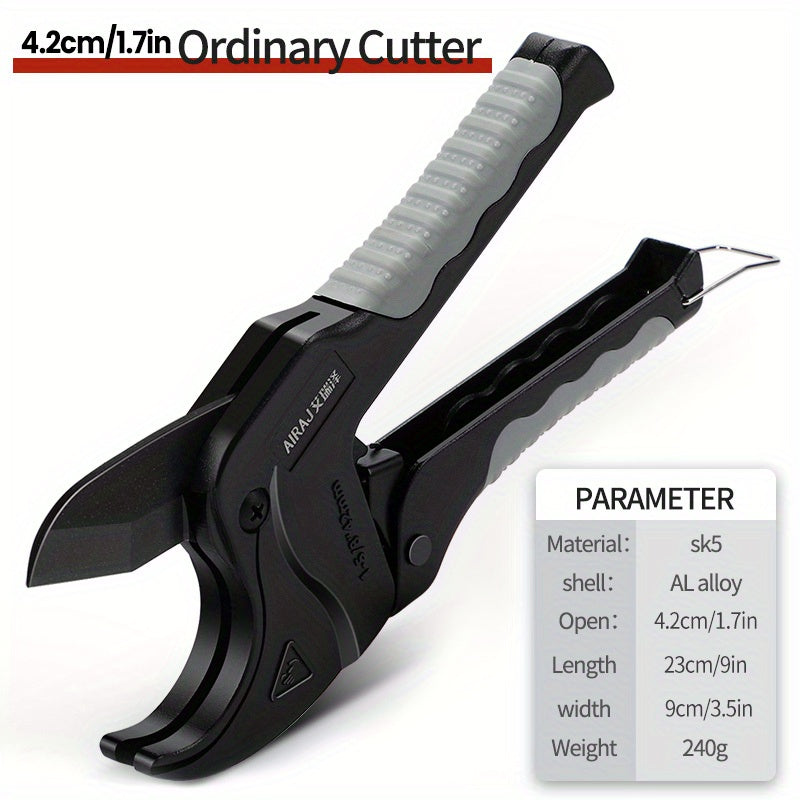 Industrial Pipe Cutter 32-65mm Ratchet Scissors for PVC Rubber Tubing with SK5 Steel Blade